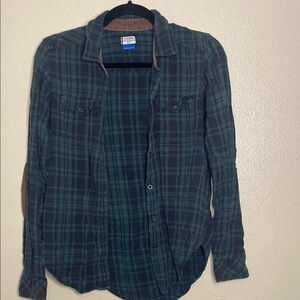 Kavu Green Button Down Shirt with Plaid Pattern outdoor hiking size XS